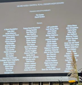 Crowdfunder donors got their names up on the big screen